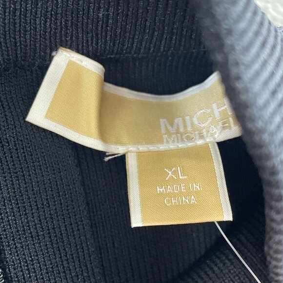 Michael Kors Black Long-Sleeve Pleated Hem Dress With Gold Details XL NWT  0061 - Picture 4 of 9